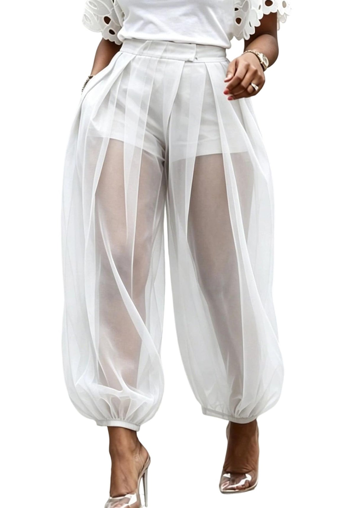 Women's Sheer Mesh Harem Pants