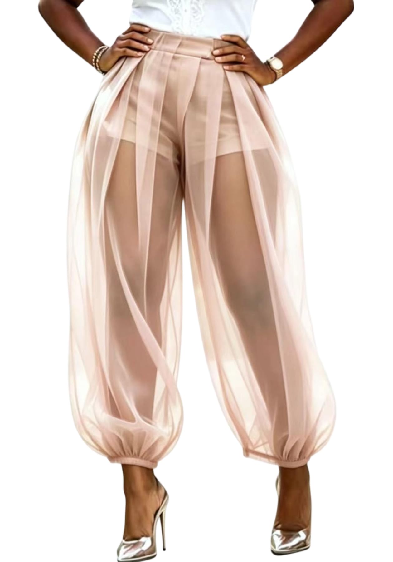 Women's Sheer Mesh Harem Pants