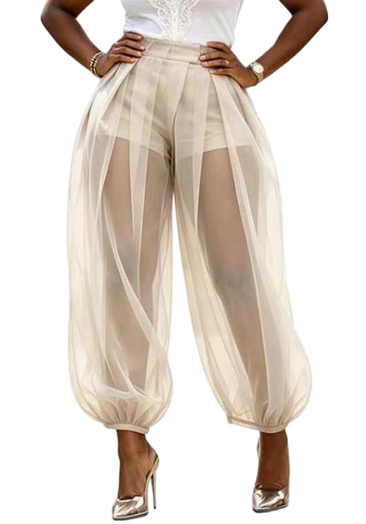 Women's Sheer Mesh Harem Pants