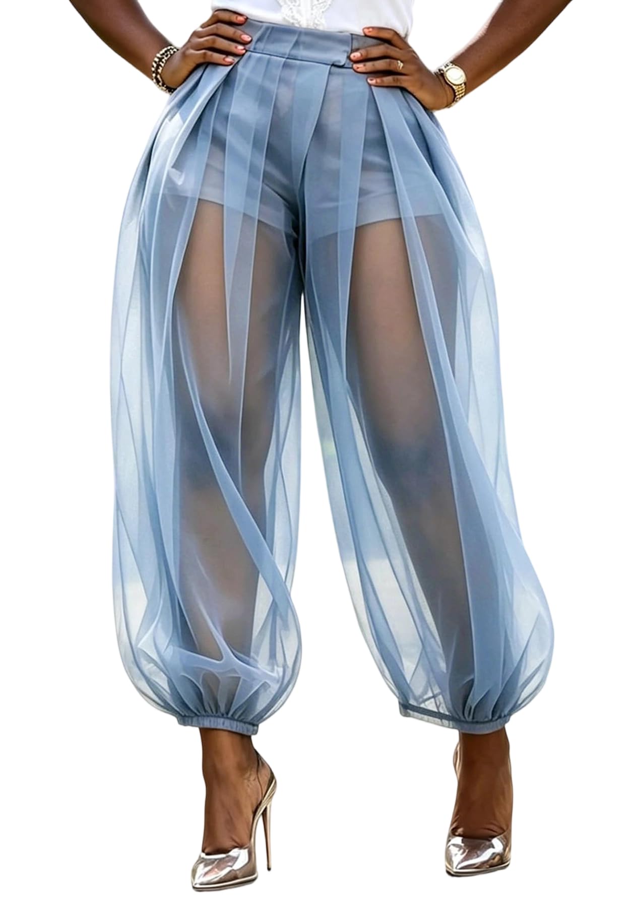 Women's Sheer Mesh Harem Pants
