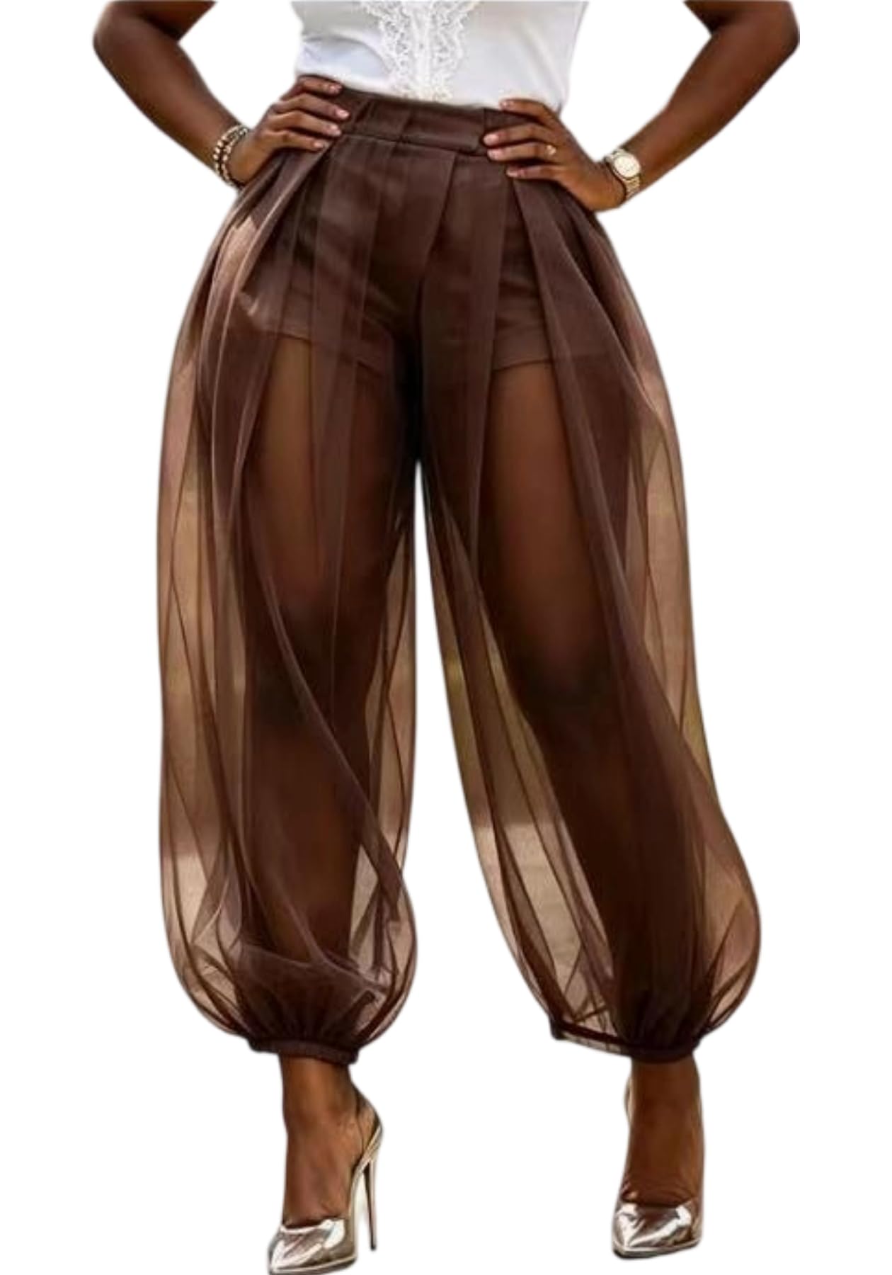 Women's Sheer Mesh Harem Pants