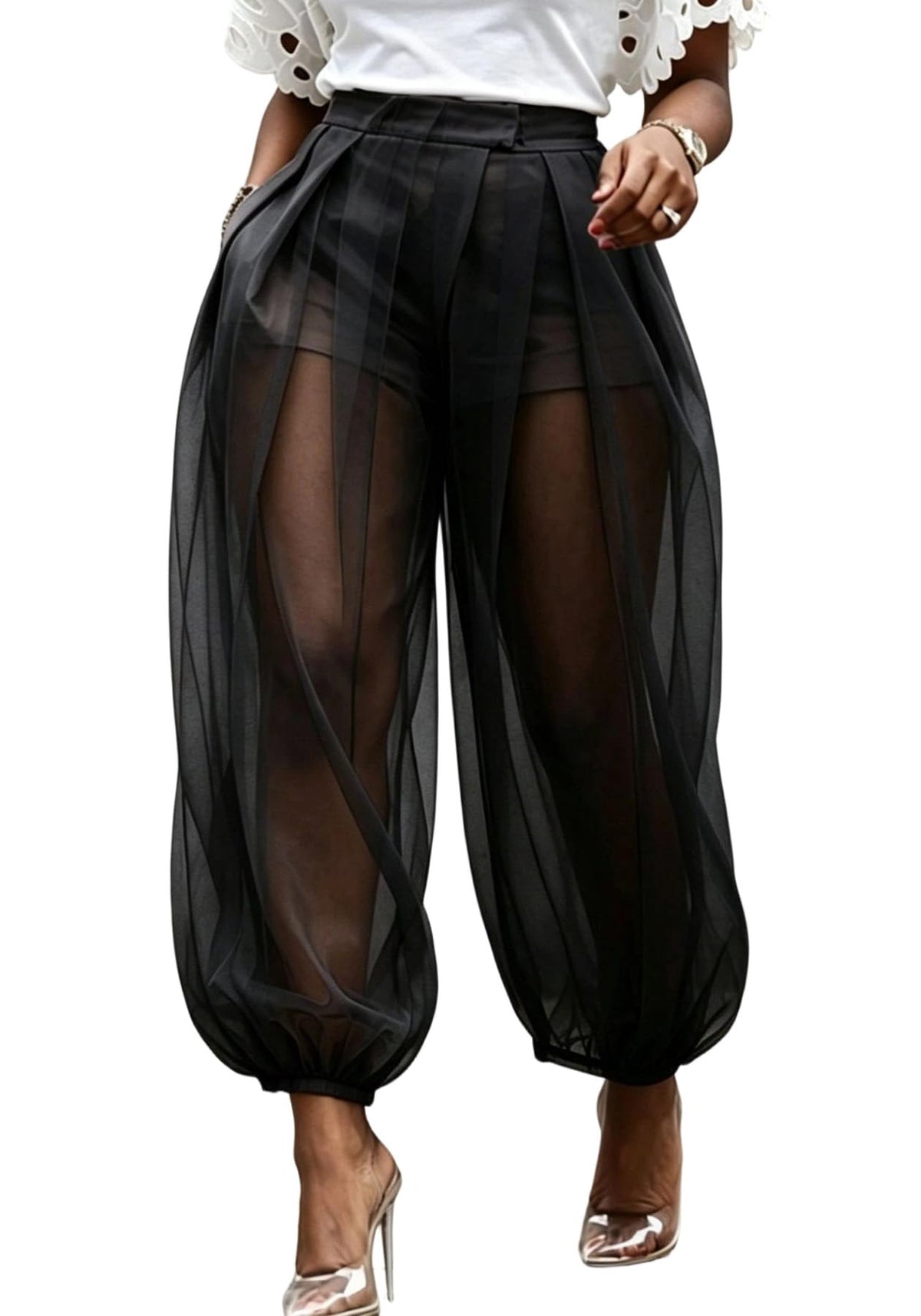 Women's Sheer Mesh Harem Pants