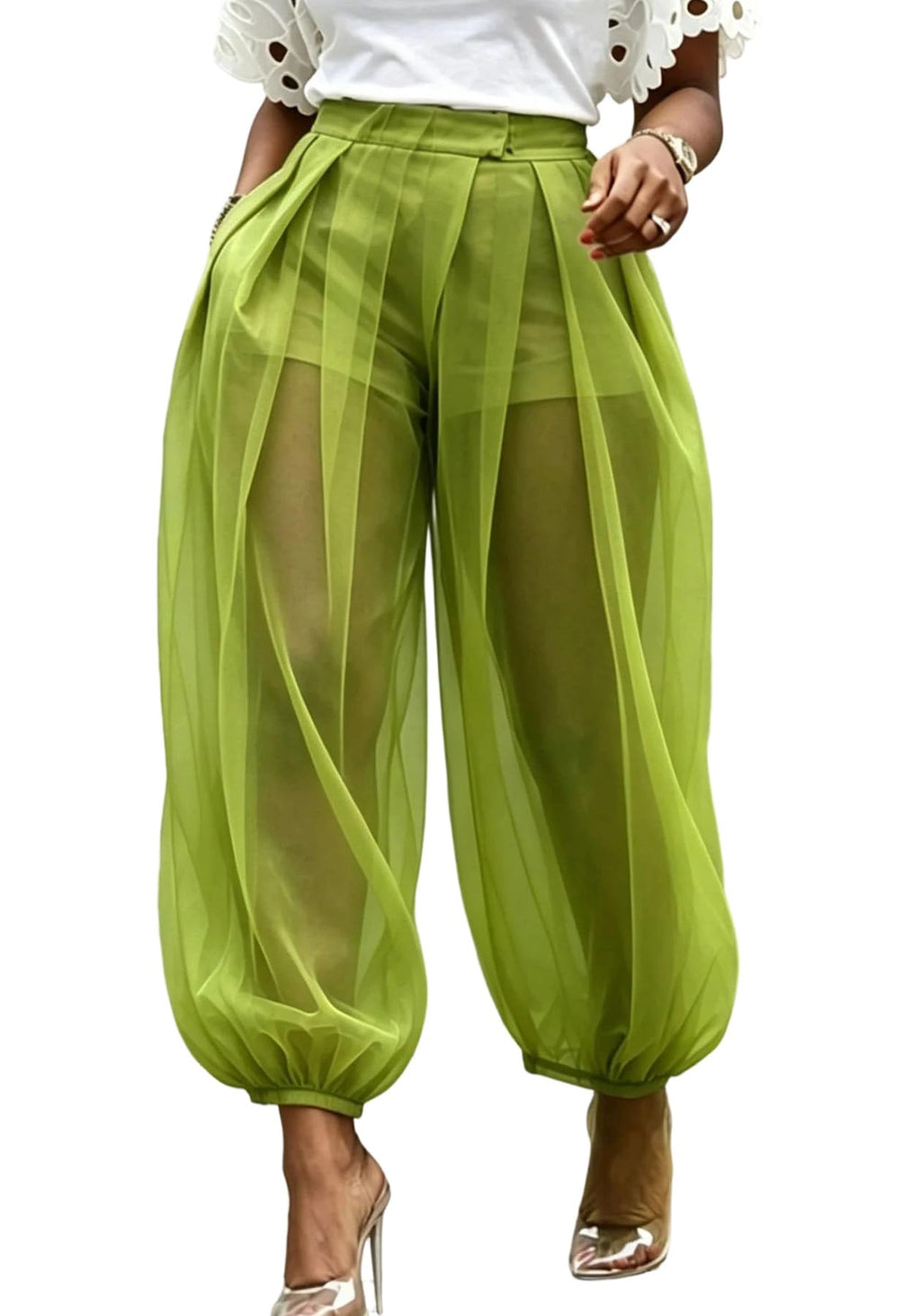 Women's Sheer Mesh Harem Pants