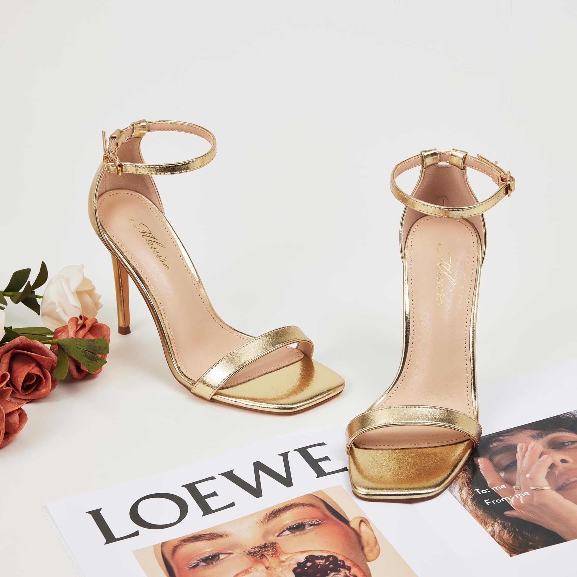 Open Toe Ankle Strap Stiletto Heels