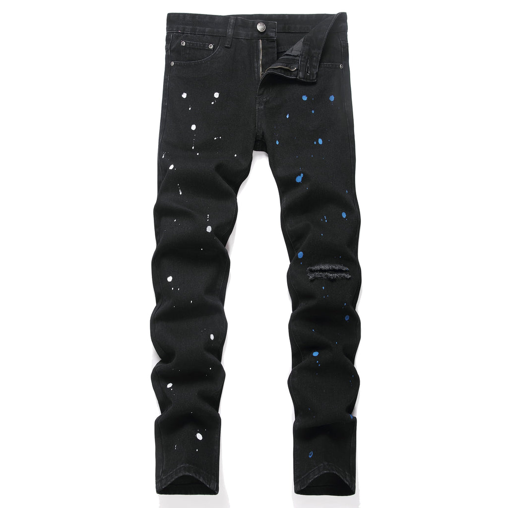 Men's Ripped Regular Straight Leg Fit Jeans — view 23 | DeeLuxe & Co.