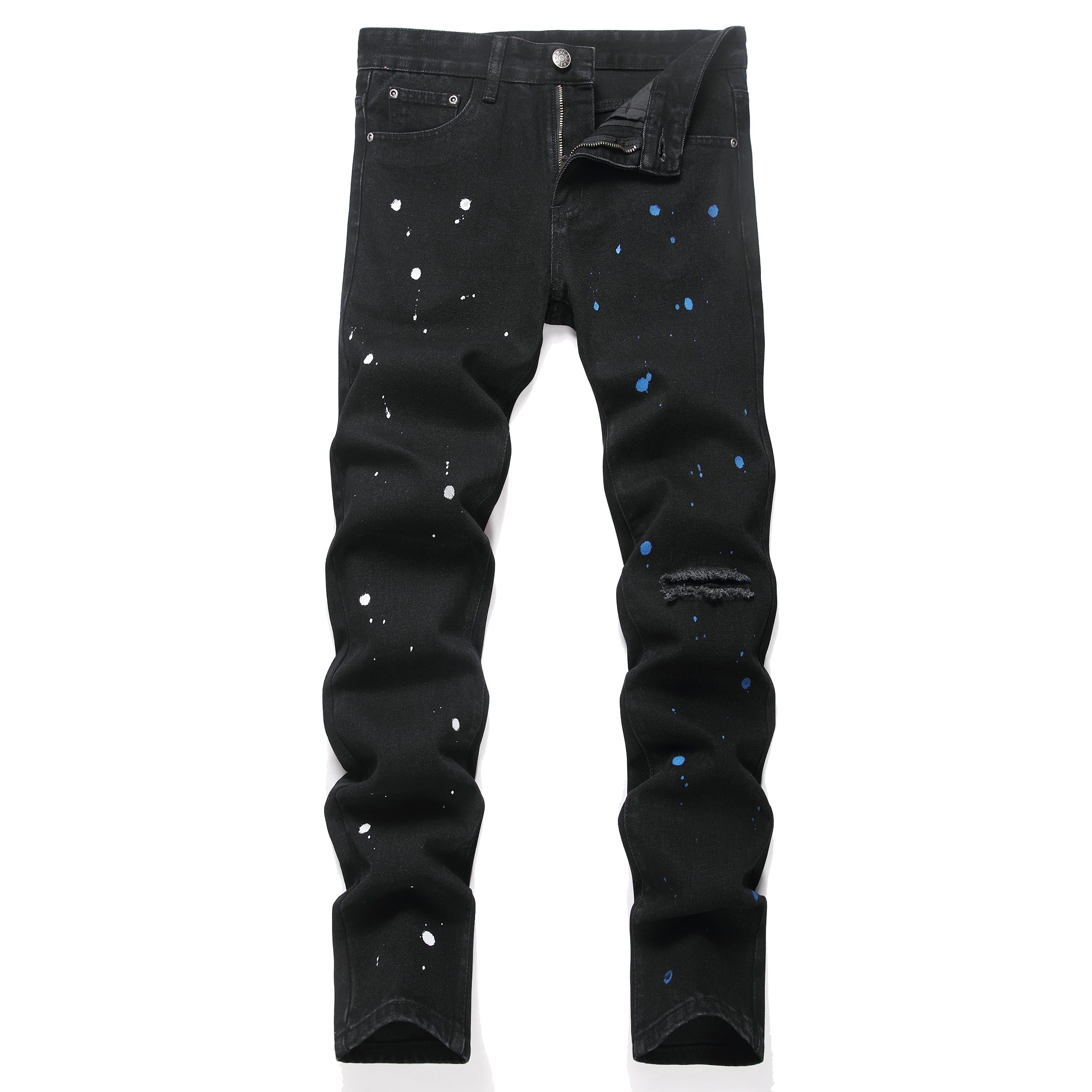 Men's Ripped Regular Straight Leg Fit Jeans — view 33 | DeeLuxe & Co.