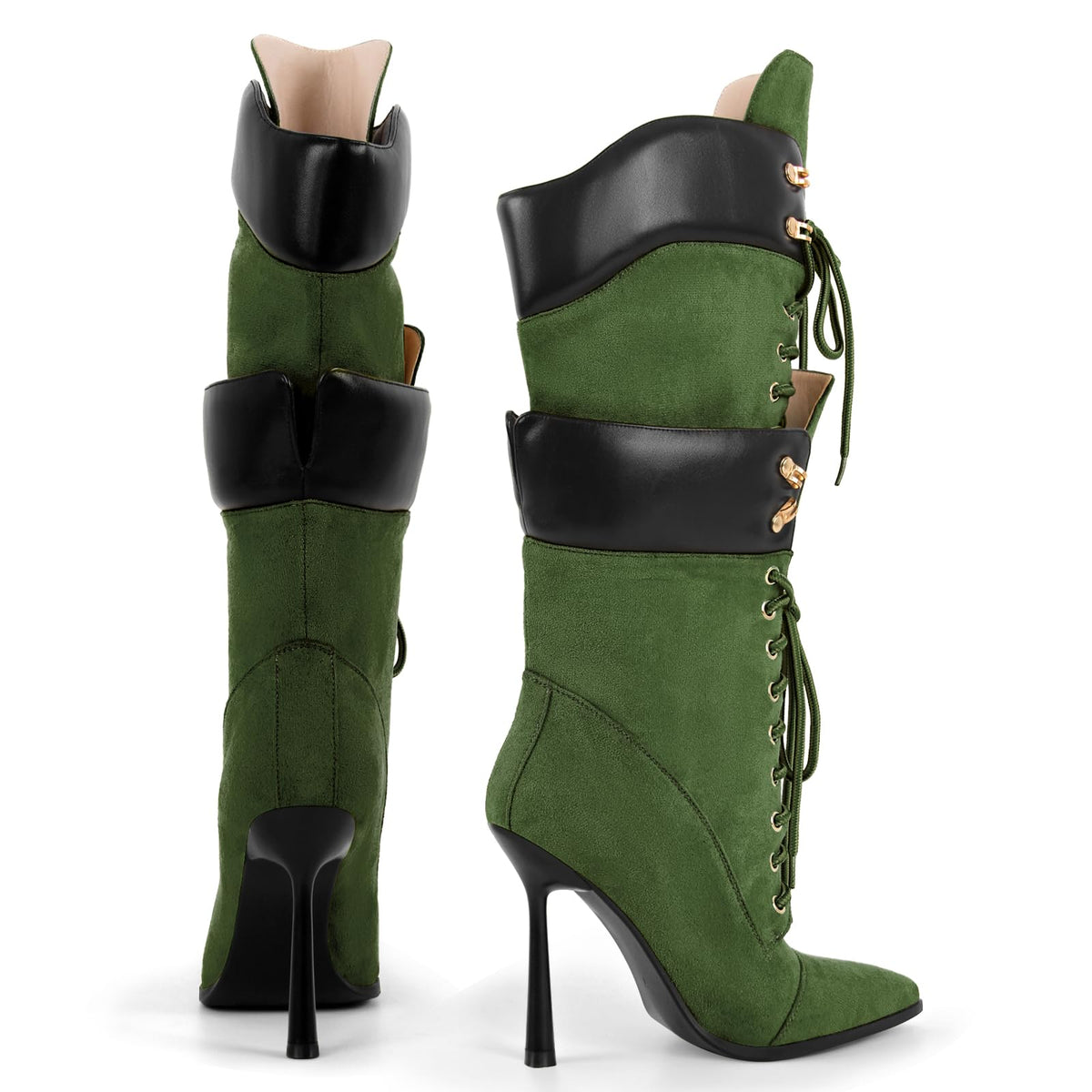 Women's Double Lace Pointed Toe Stilettos