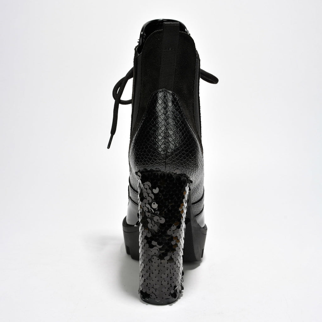 Sequin Platform Boots