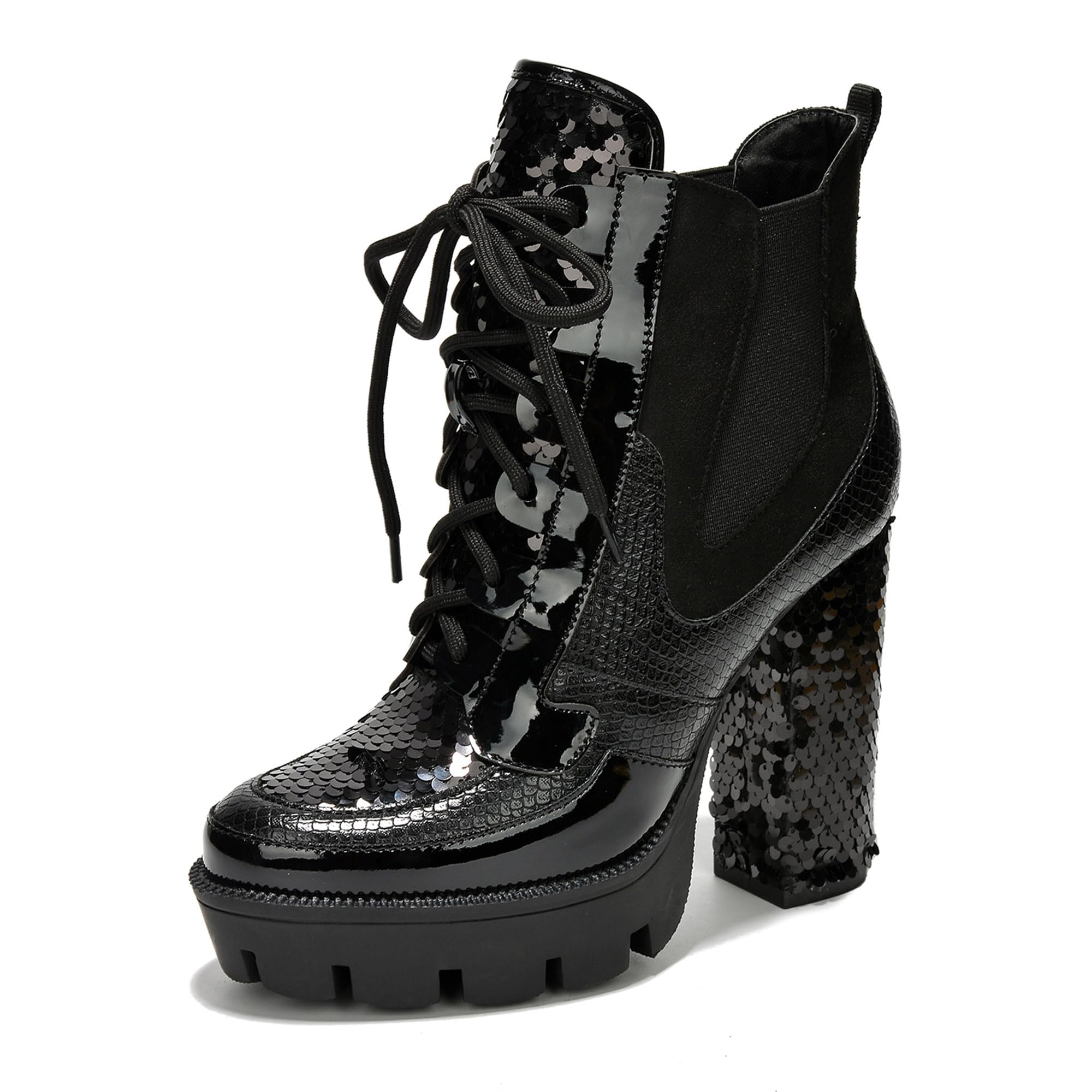 Sequin Platform Boots