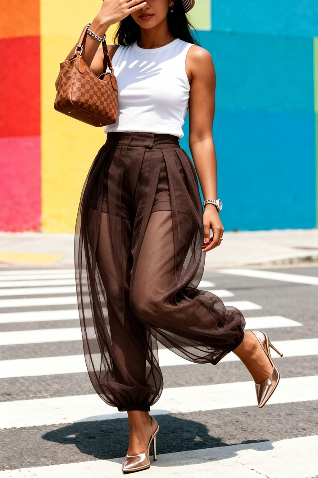 Women's Sheer Mesh Harem Pants