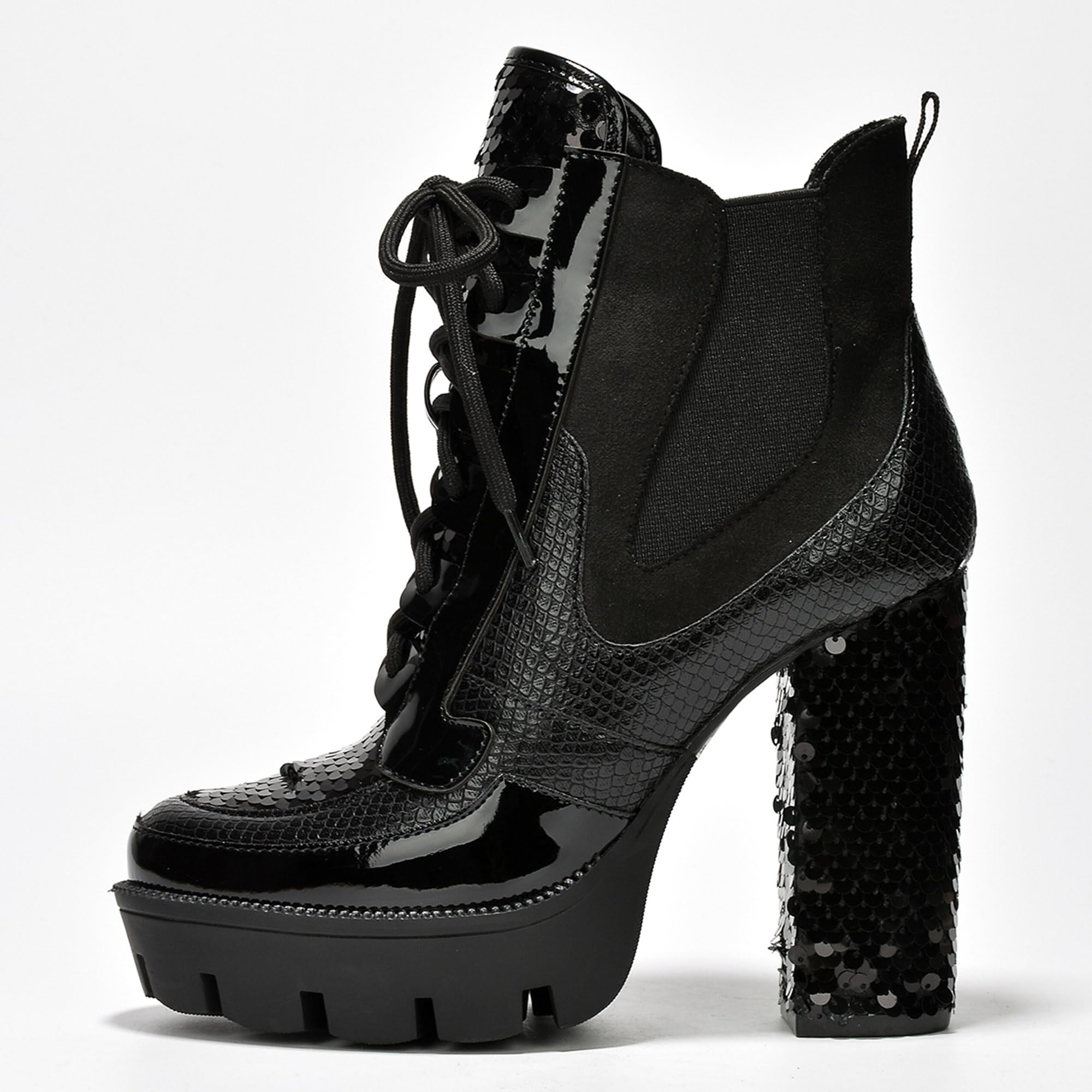 Sequin Platform Boots