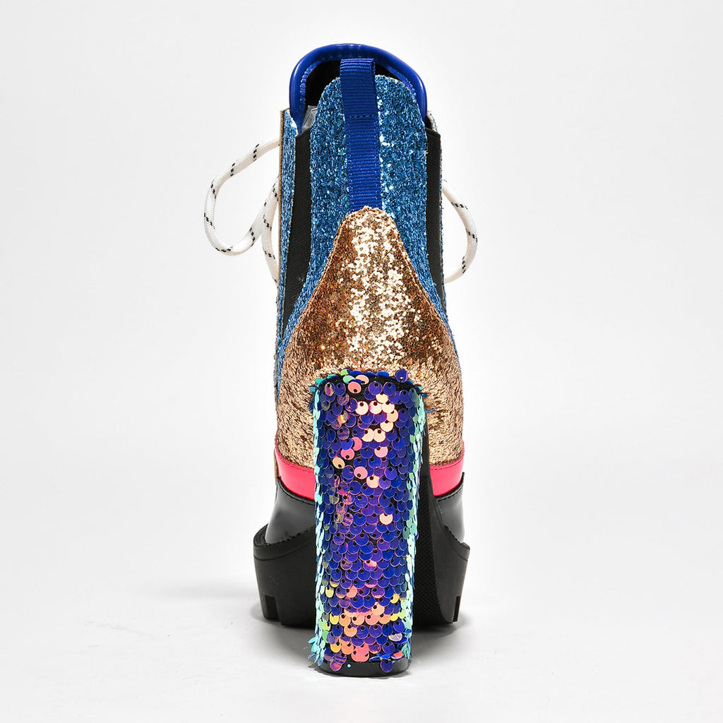 Sequin Platform Boots