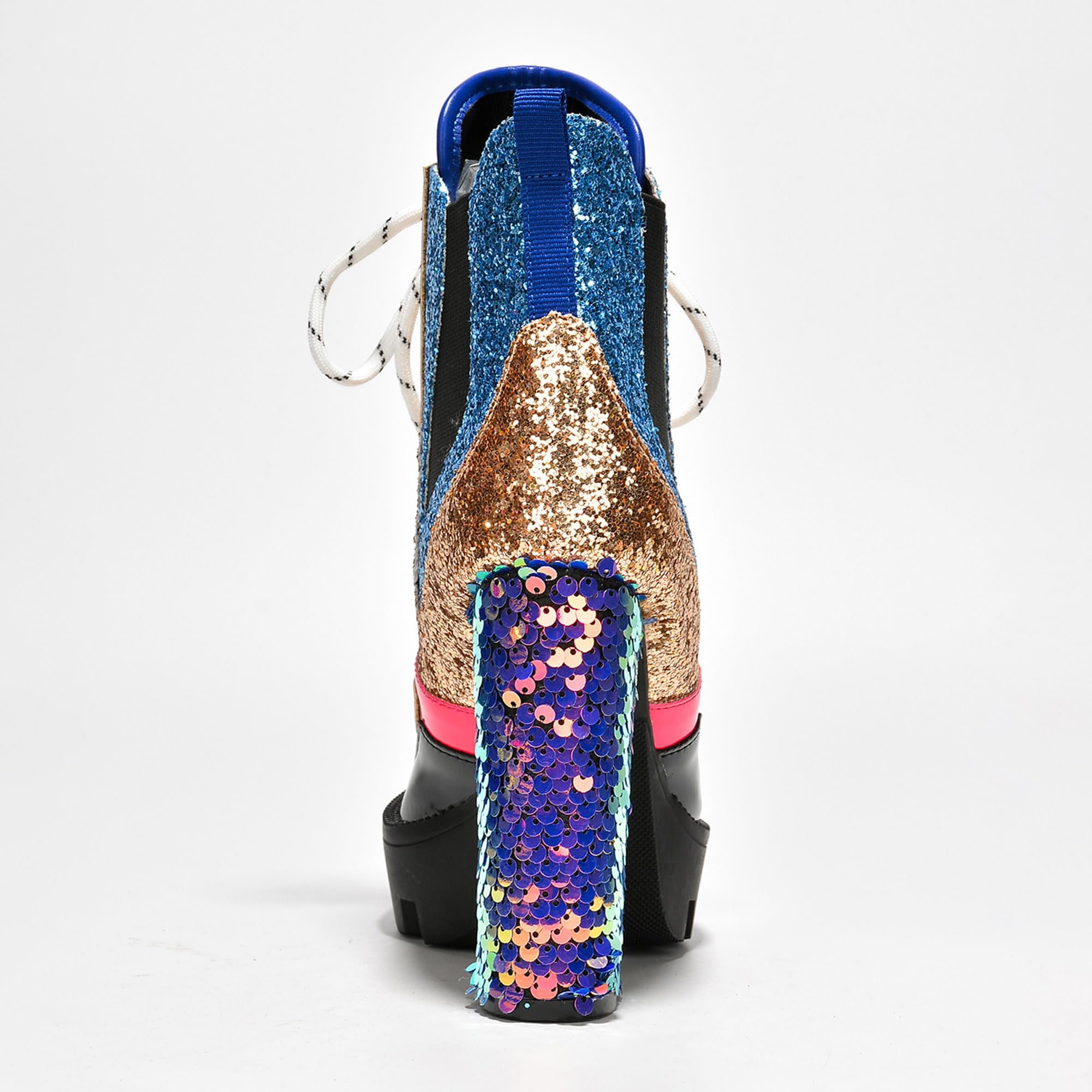 Sequin Platform Boots