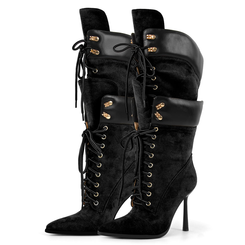 Women's Double Lace Pointed Toe Stilettos