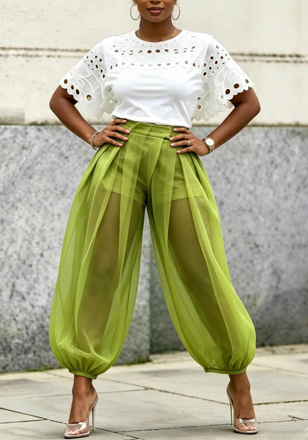 Women's Sheer Mesh Harem Pants