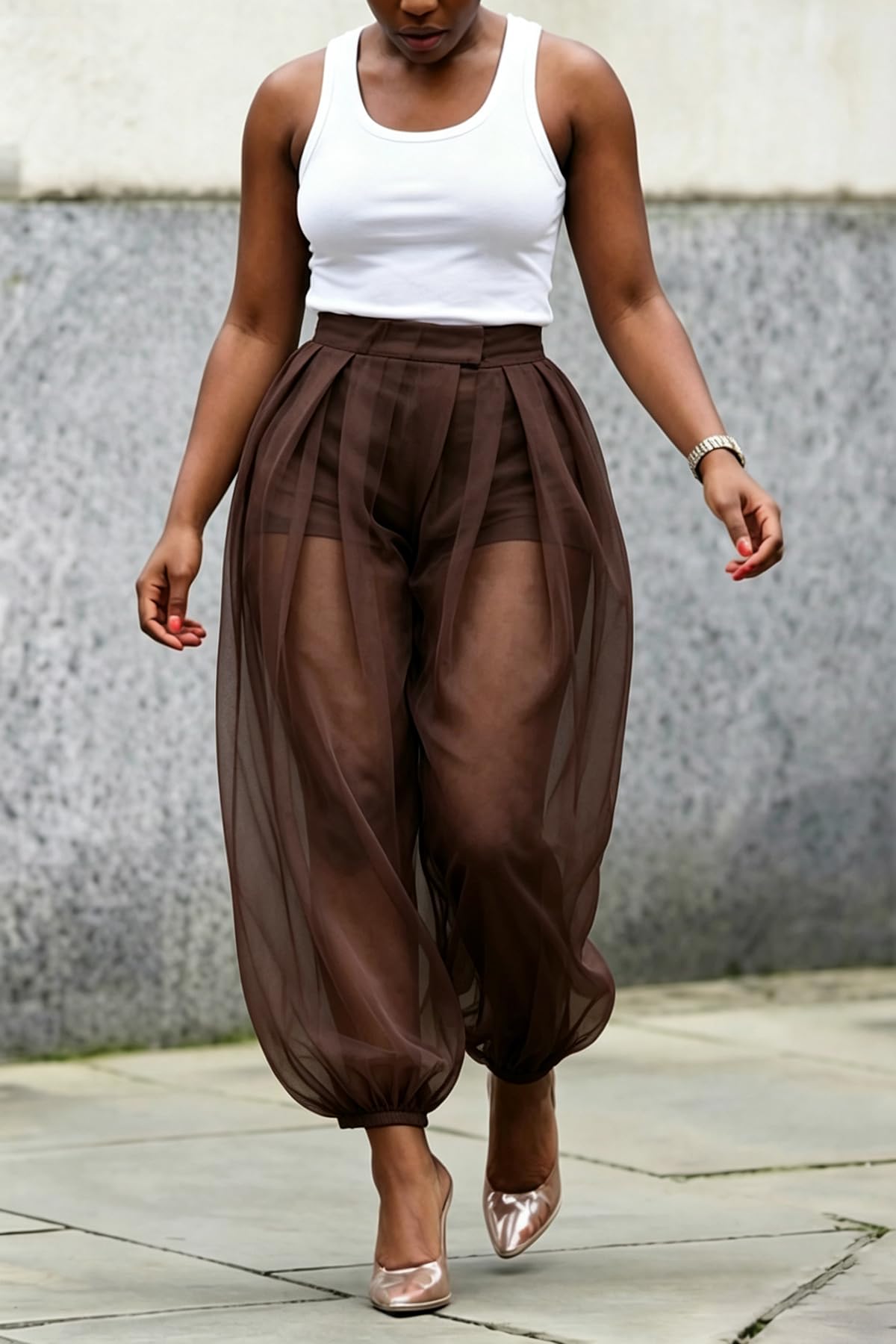 Women's Sheer Mesh Harem Pants