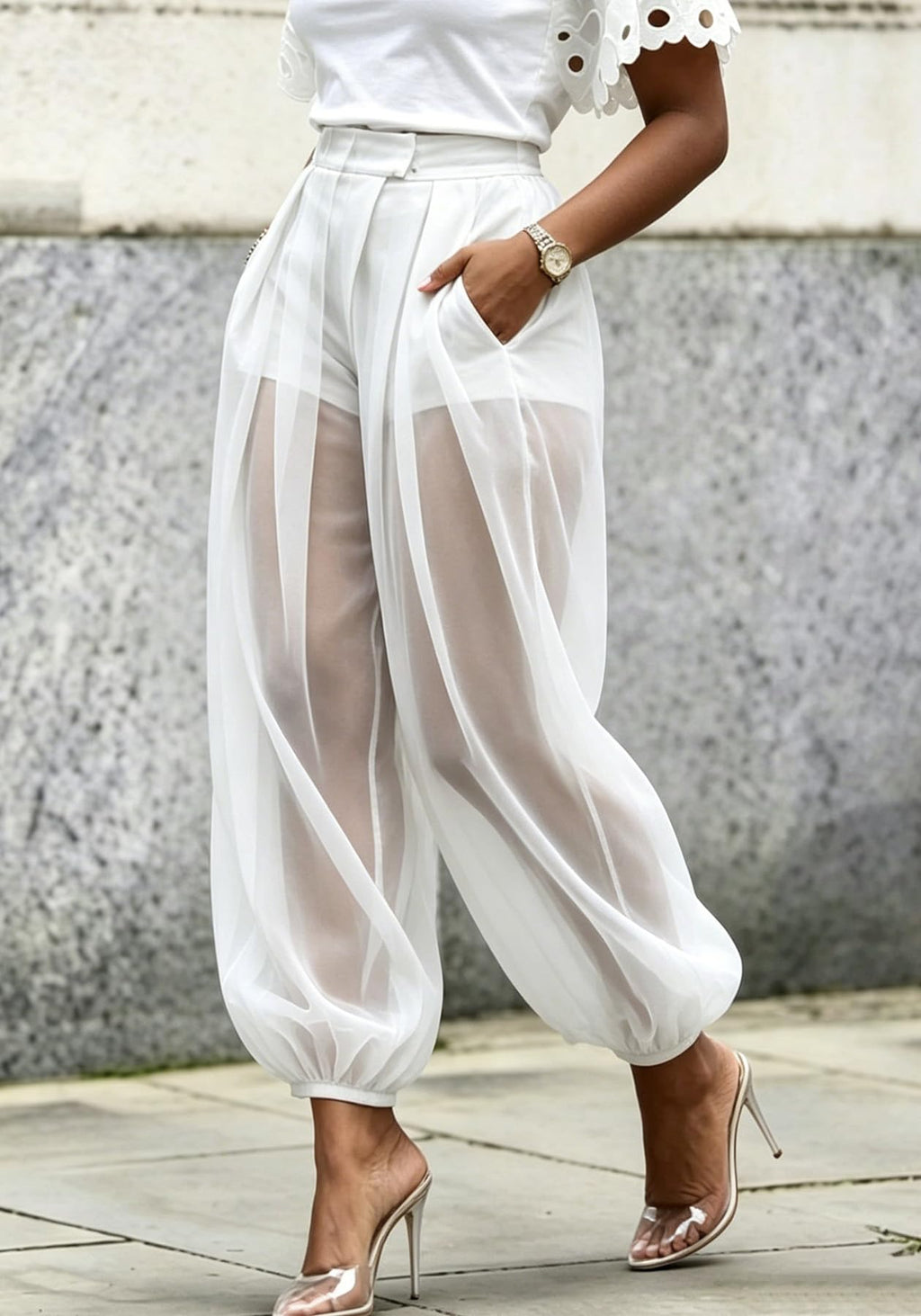 Women's Sheer Mesh Harem Pants
