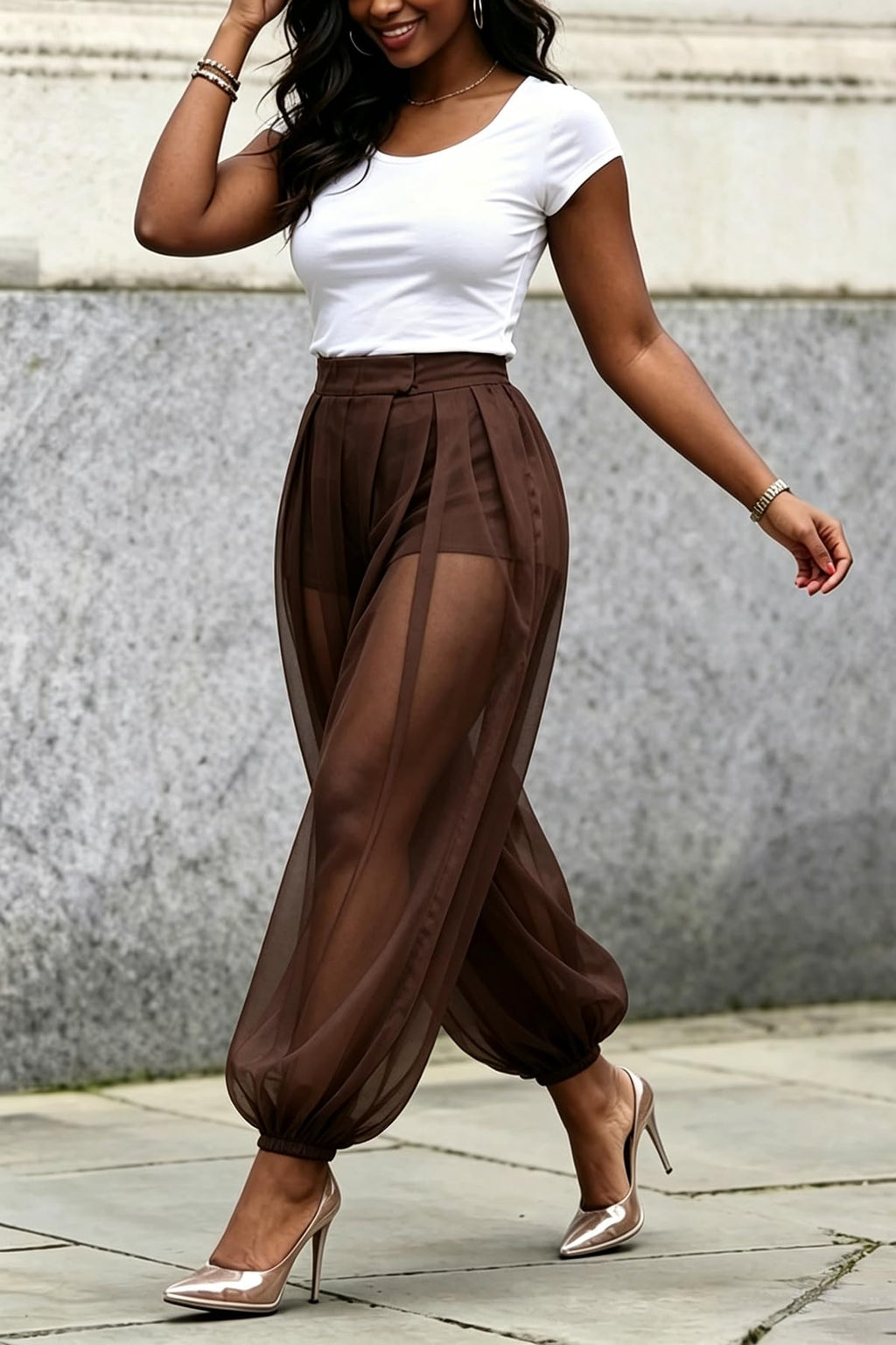 Women's Sheer Mesh Harem Pants
