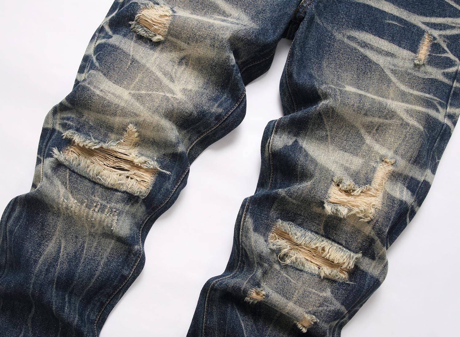 Men's Ripped Regular Straight Leg Fit Jeans — view 73 | DeeLuxe & Co.