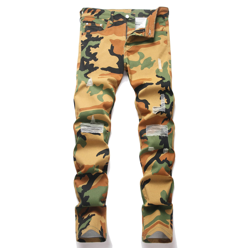 Men's Ripped Regular Straight Leg Fit Jeans — view 21 | DeeLuxe & Co.