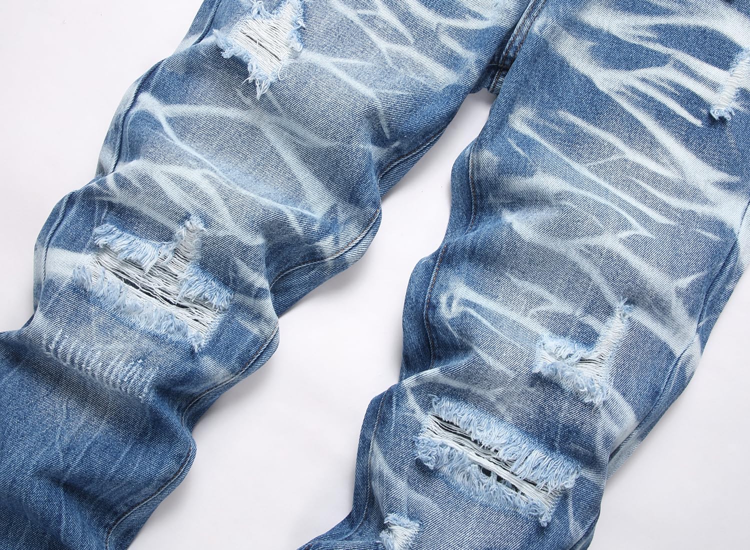 Men's Ripped Regular Straight Leg Fit Jeans — view 64 | DeeLuxe & Co.