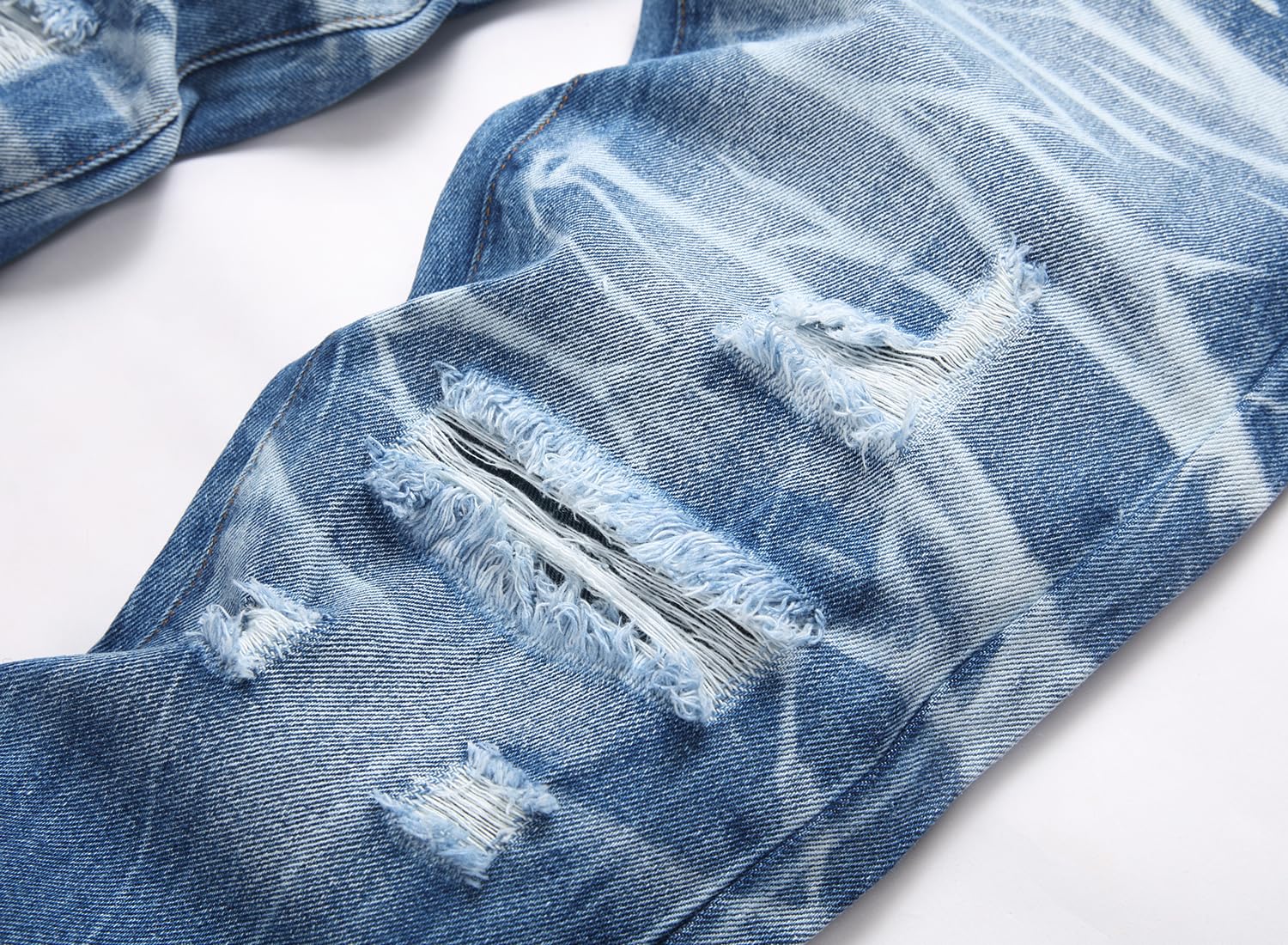 Men's Ripped Regular Straight Leg Fit Jeans — view 67 | DeeLuxe & Co.