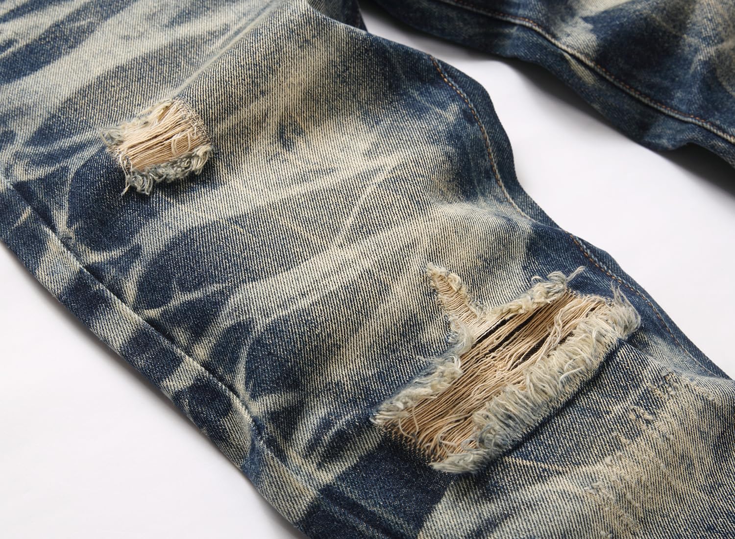 Men's Ripped Regular Straight Leg Fit Jeans — view 77 | DeeLuxe & Co.