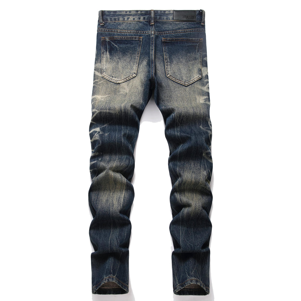 Men's Ripped Regular Straight Leg Fit Jeans — view 72 | DeeLuxe & Co.