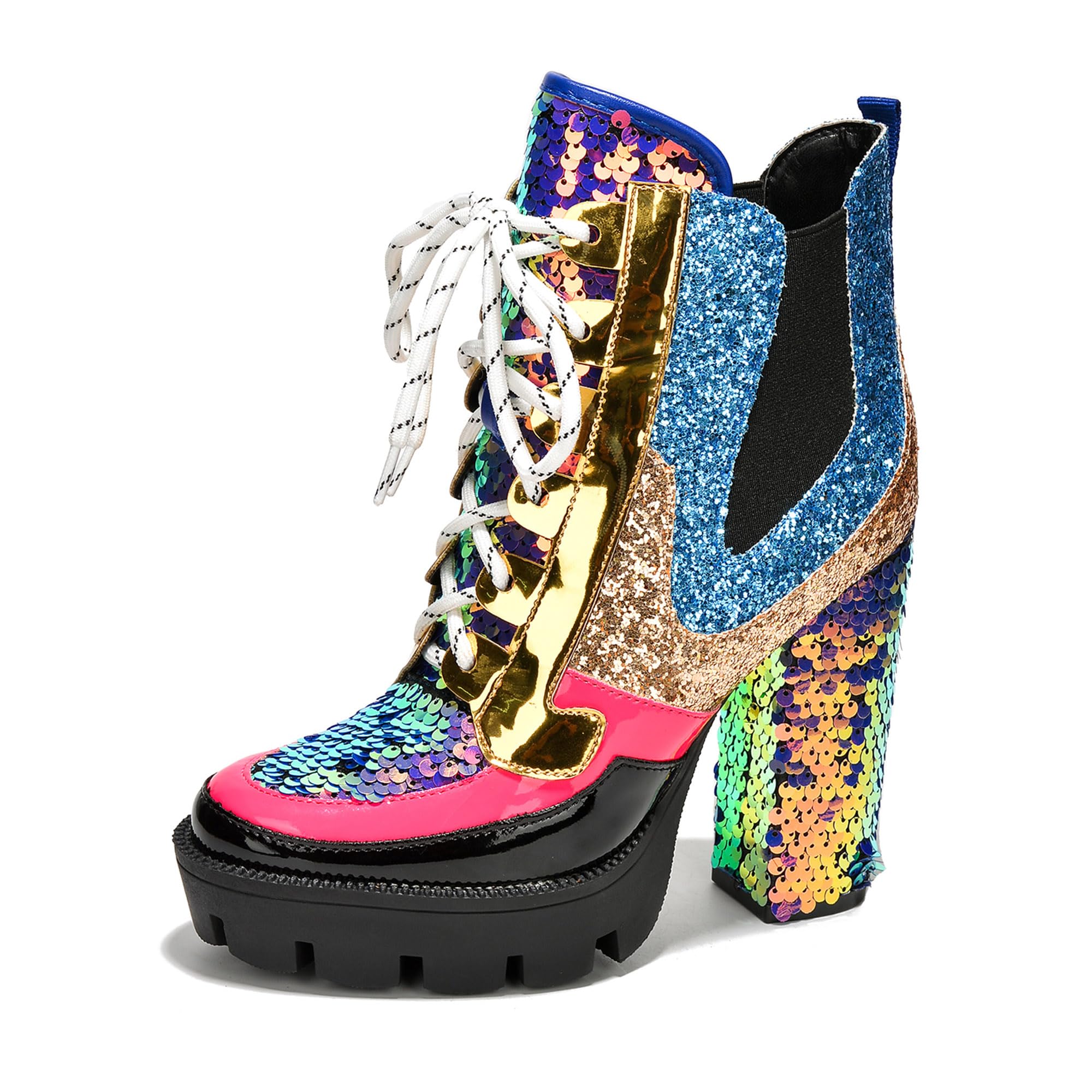 Sequin Platform Boots