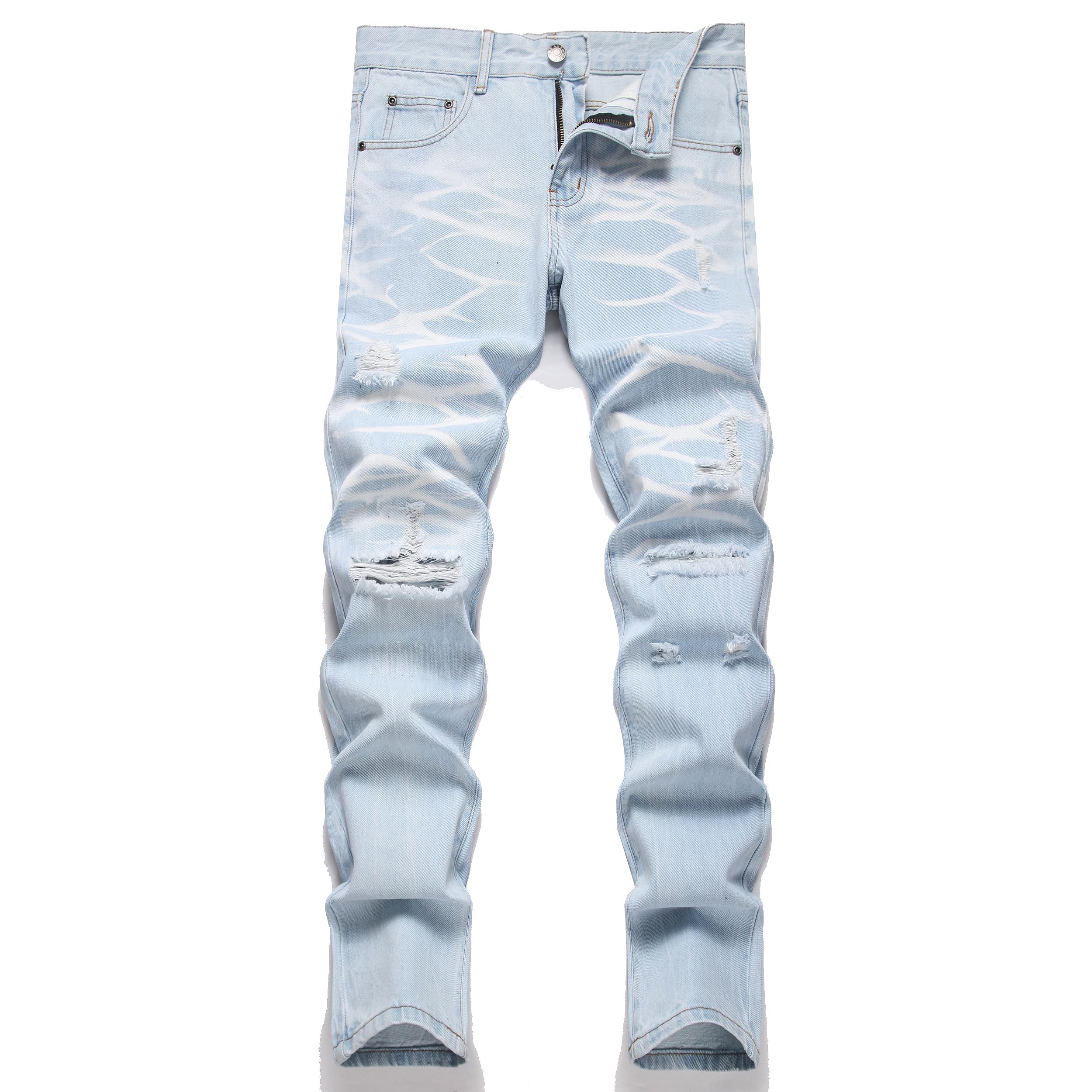 Men's Ripped Regular Straight Leg Fit Jeans — view 62 | DeeLuxe & Co.