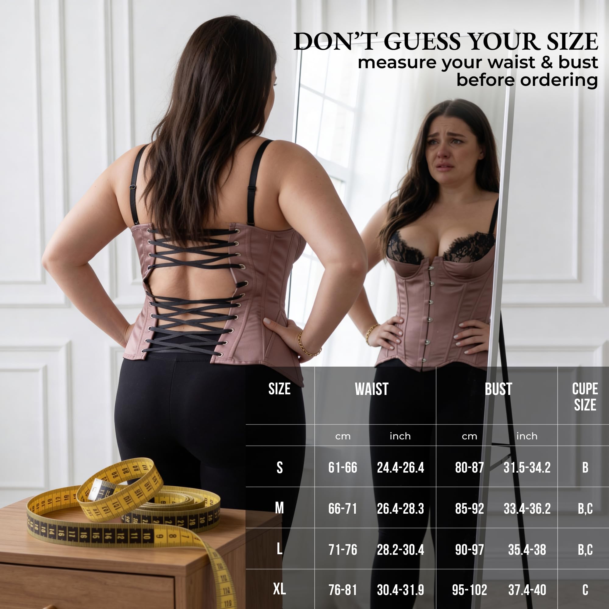 Perfect Overbust Satin Corset Top Lingerie For Women 18 Boned Bustier With Adjustable Lace Up Back | DeeLuxe & Co
