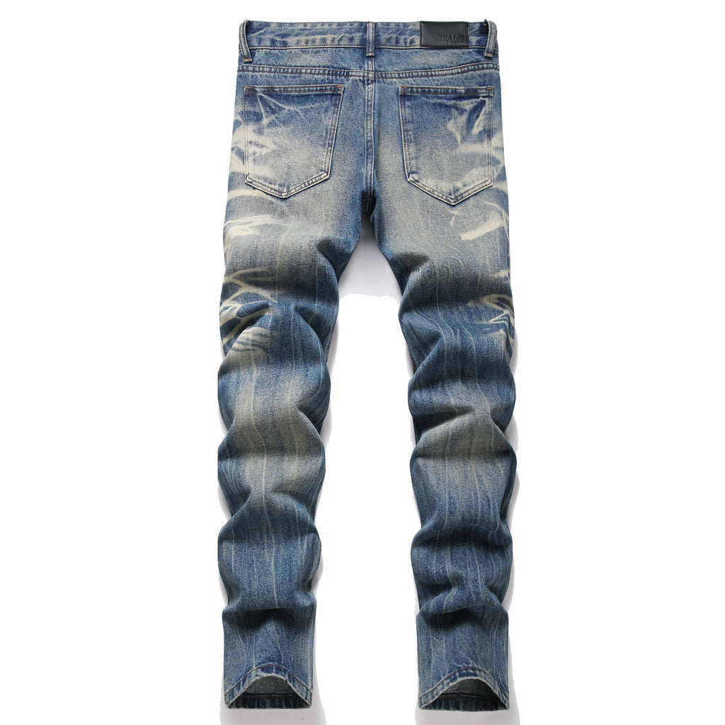 Men's Ripped Regular Straight Leg Fit Jeans — view 88 | DeeLuxe & Co.