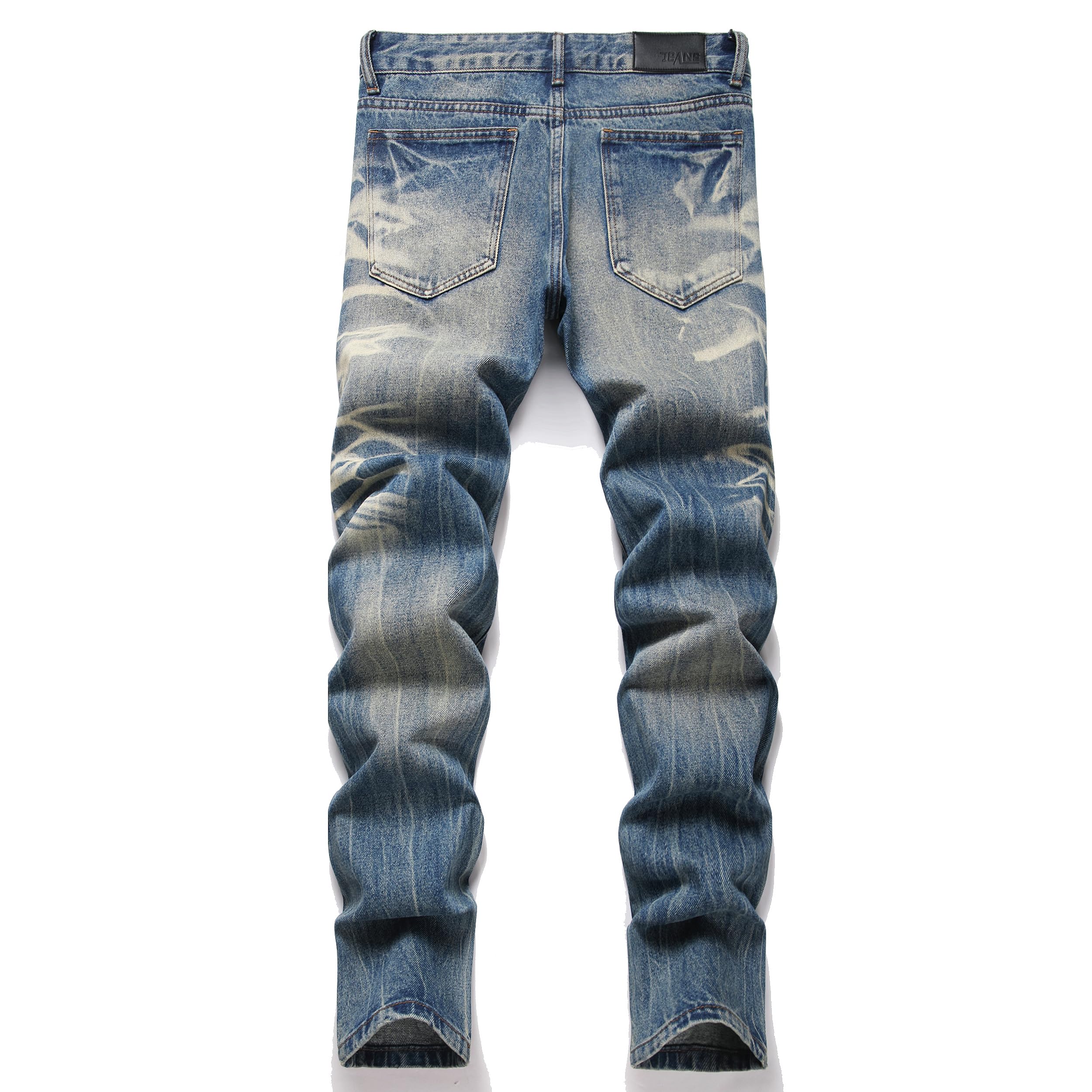 Men's Ripped Regular Straight Leg Fit Jeans — view 88 | DeeLuxe & Co.