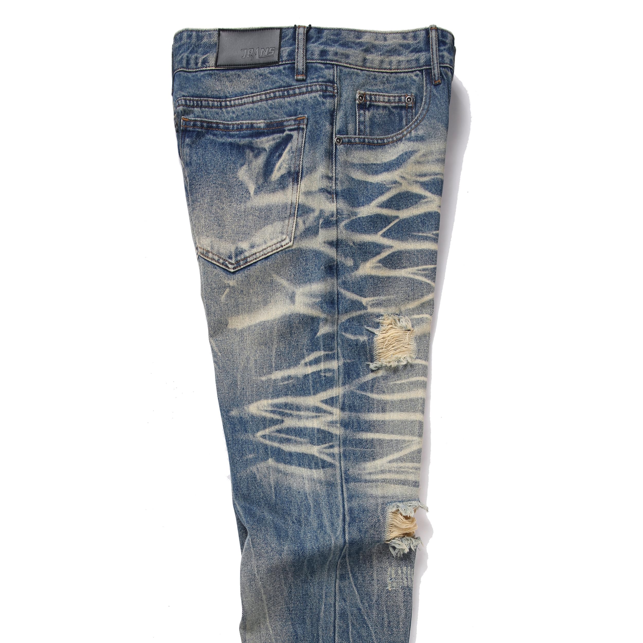 Men's Ripped Regular Straight Leg Fit Jeans — view 98 | DeeLuxe & Co.