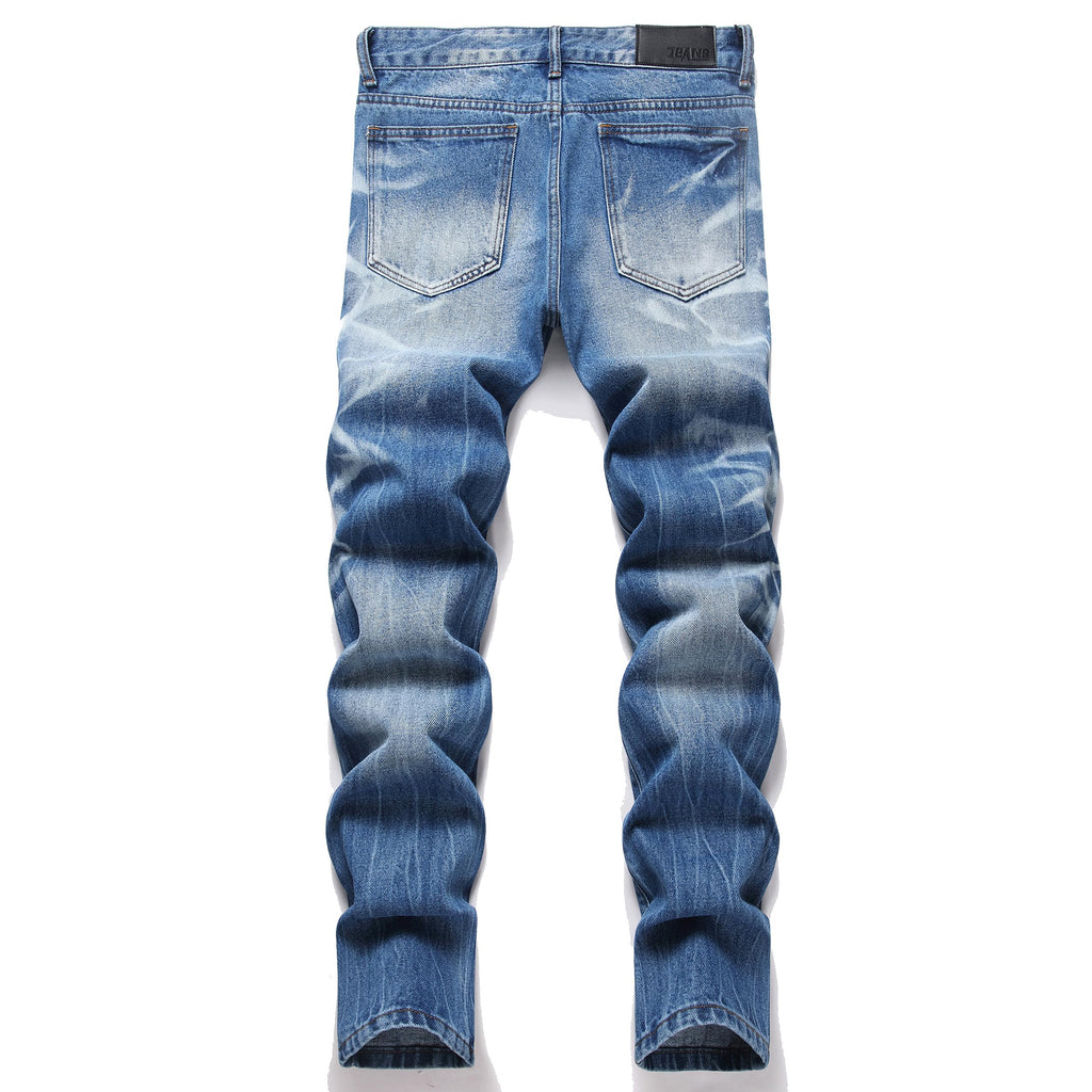 Men's Ripped Regular Straight Leg Fit Jeans — view 103 | DeeLuxe & Co.