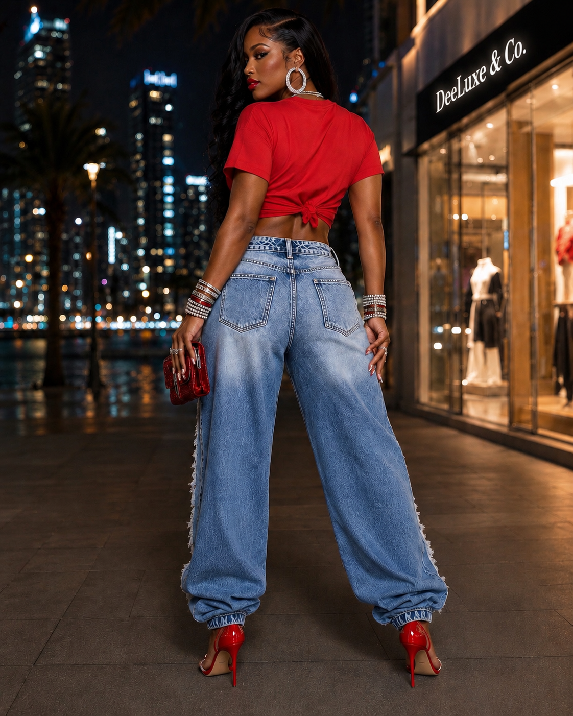 Ripped Barrel Baggy Distressed Jeans