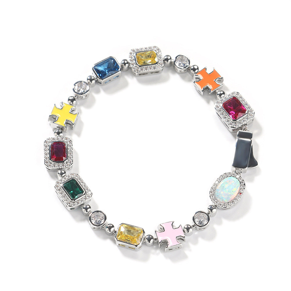 Hip-hop diamond multi-colored gemstone necklace — view 3 | DeeLuxe & Co.