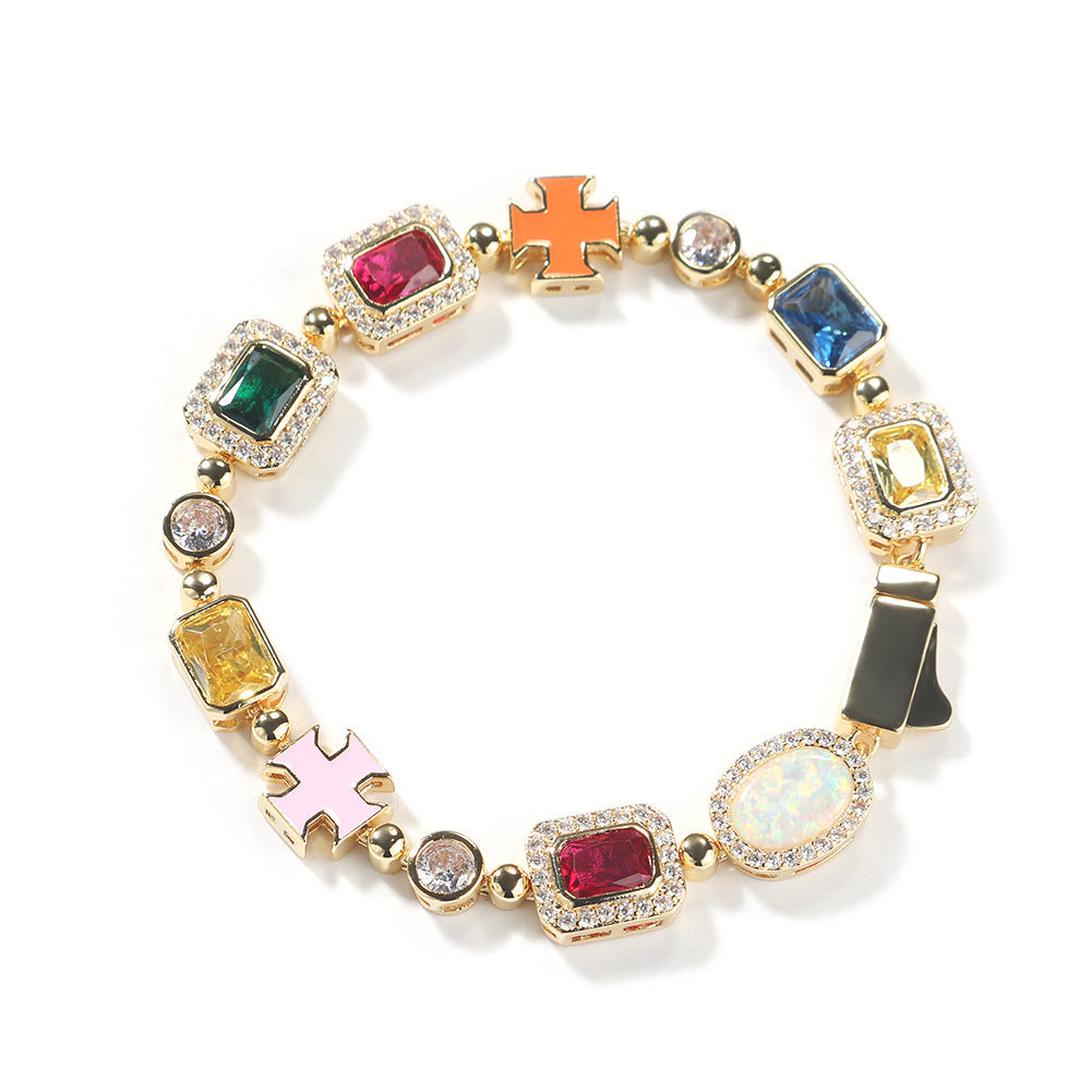 Hip-hop diamond multi-colored gemstone necklace — view 5 | DeeLuxe & Co.