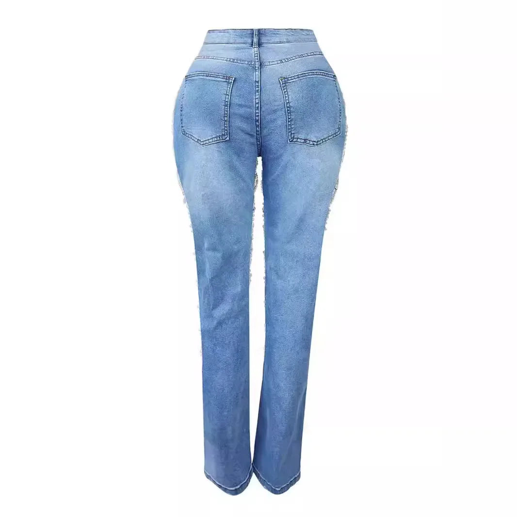 Pearl Hollow Tassel Jeans